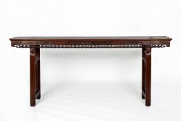 A LARGE CHINESE CARVED HARDWOOD ALTAR TABLE