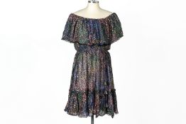 A CHLOE METALLIC PRINTED OFF THE SHOULDER DRESS