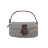 A FENDI GREY CASHMERE HANDBAG