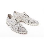 A PAIR OF GIVENCHY WHITE LACE AND MESH 'DERBY' SHOES EU38.5