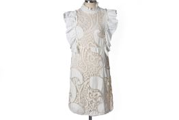 A SEE BY CHLOE LACE RUFFLE SHEATH DRESS IN NATURAL WHITE