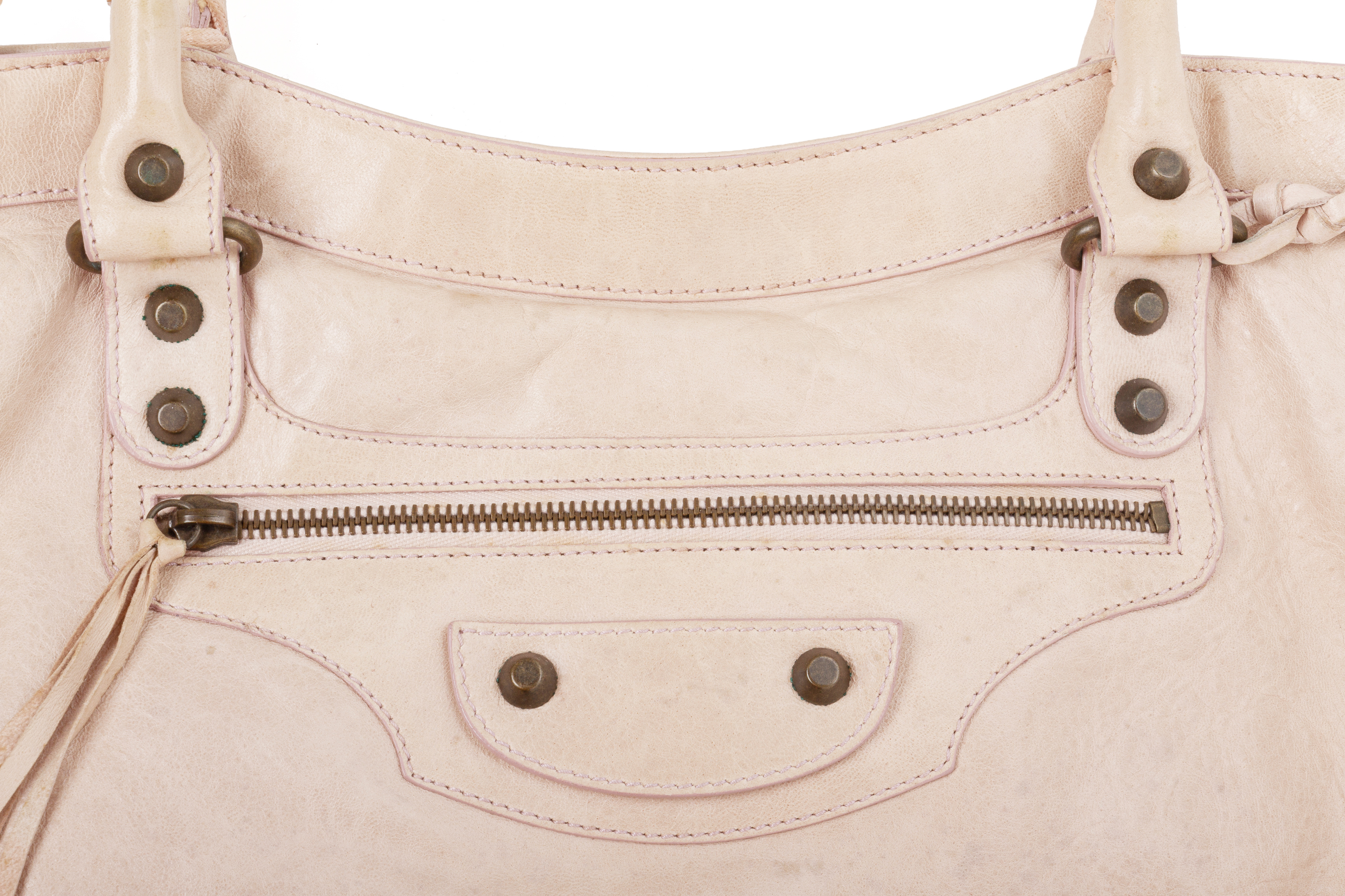 A BALENCIAGA 'CLASSIC CITY' BEIGE LEATHER HANDBAG - Image 3 of 4