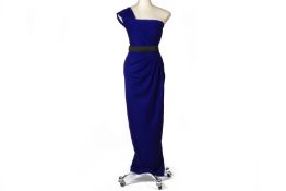 A DONNA KARAN ULTRAVIOLET ONE SHOULDER EVENING DRESS