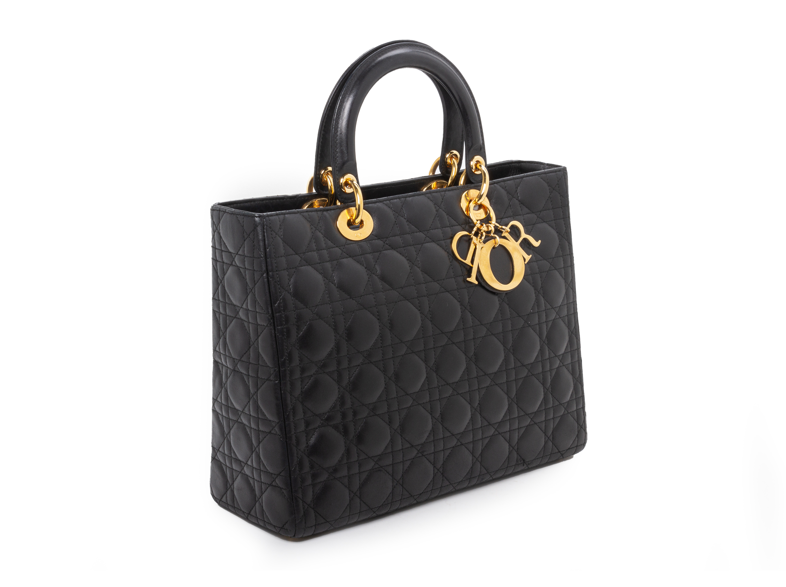 A LADY DIOR BLACK LEATHER HANDBAG - Image 2 of 5