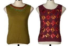 TWO ROBERTO CAVALLI KNIT SLEEVELESS TOPS