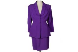 A THIERRY MUGLER VINTAGE INTENSE PURPLE JACKET AND SKIRT SET