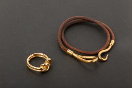 AN HERMES SCARF RING AND BRACELET