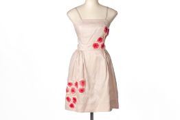 A FENDI ROSE EMBELLISHED DUSTY PINK DRESS