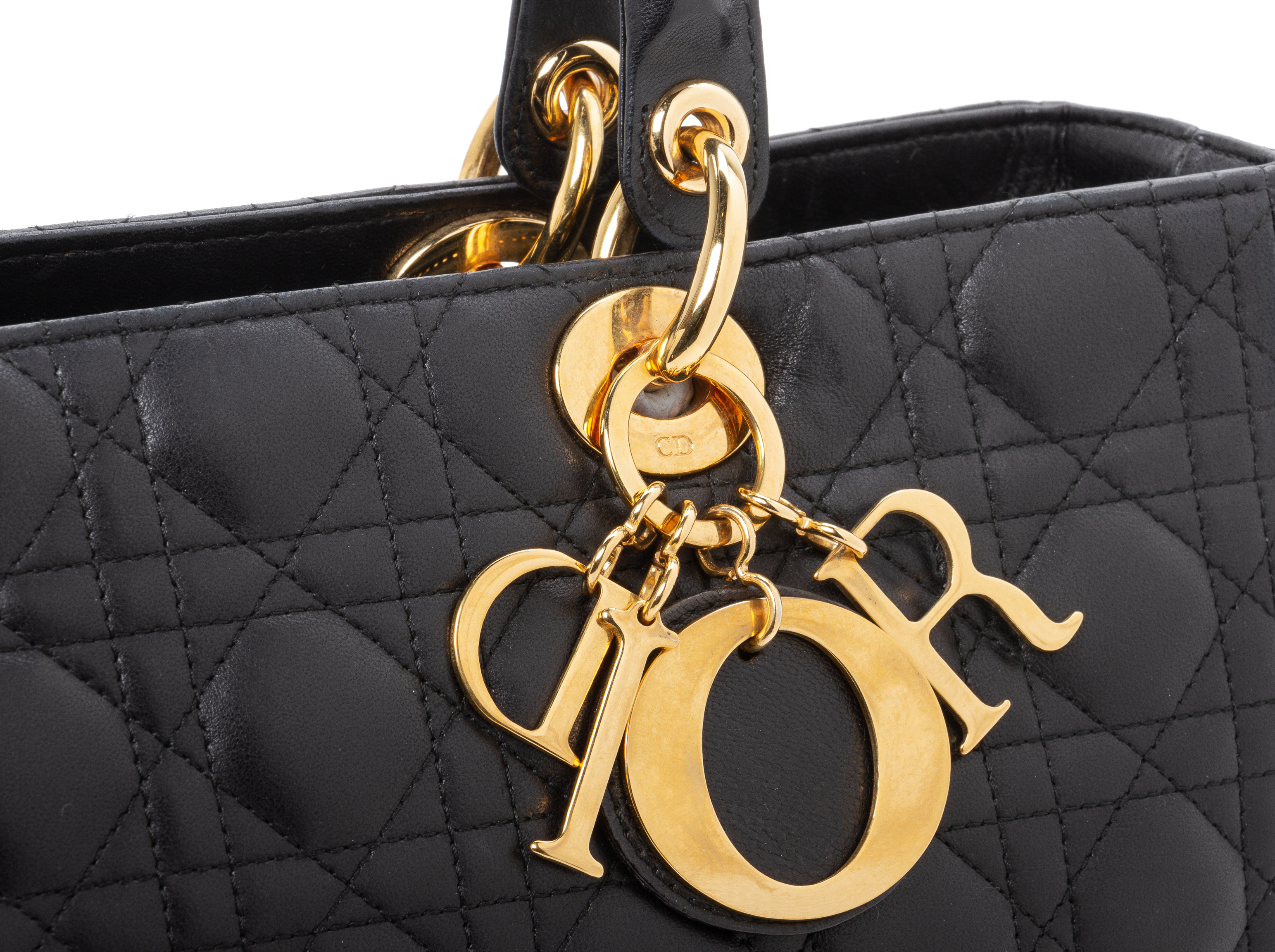 A LADY DIOR BLACK LEATHER HANDBAG - Image 3 of 5