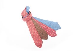 A GROUP OF FOUR HERMES SILK TIES