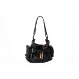 A SHANGHAI TANG BLACK LEATHER HANDBAG