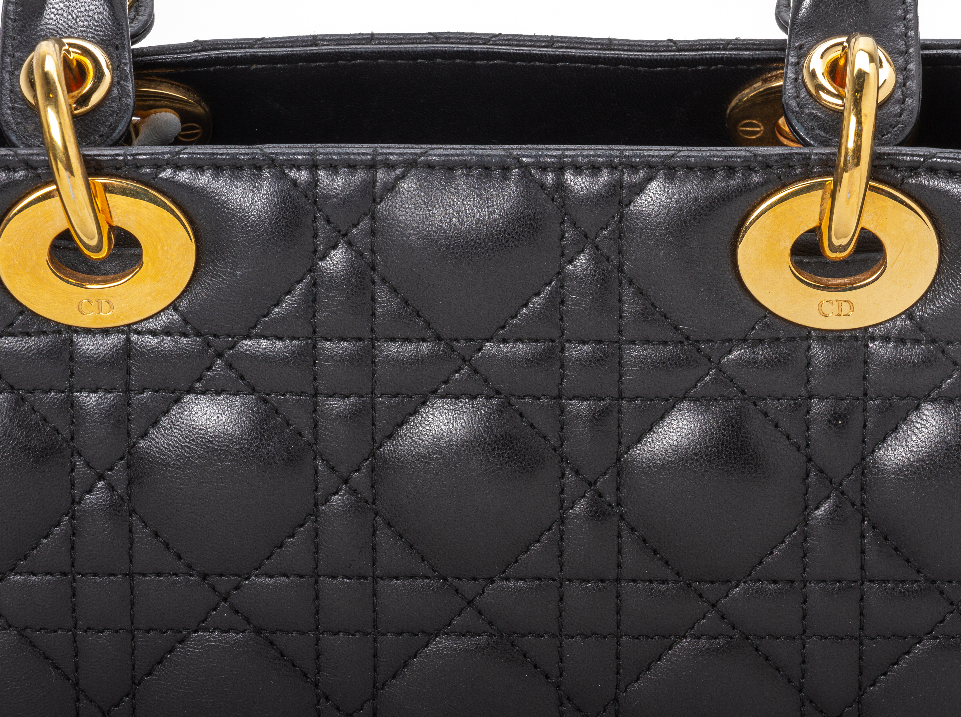 A LADY DIOR BLACK LEATHER HANDBAG - Image 5 of 5