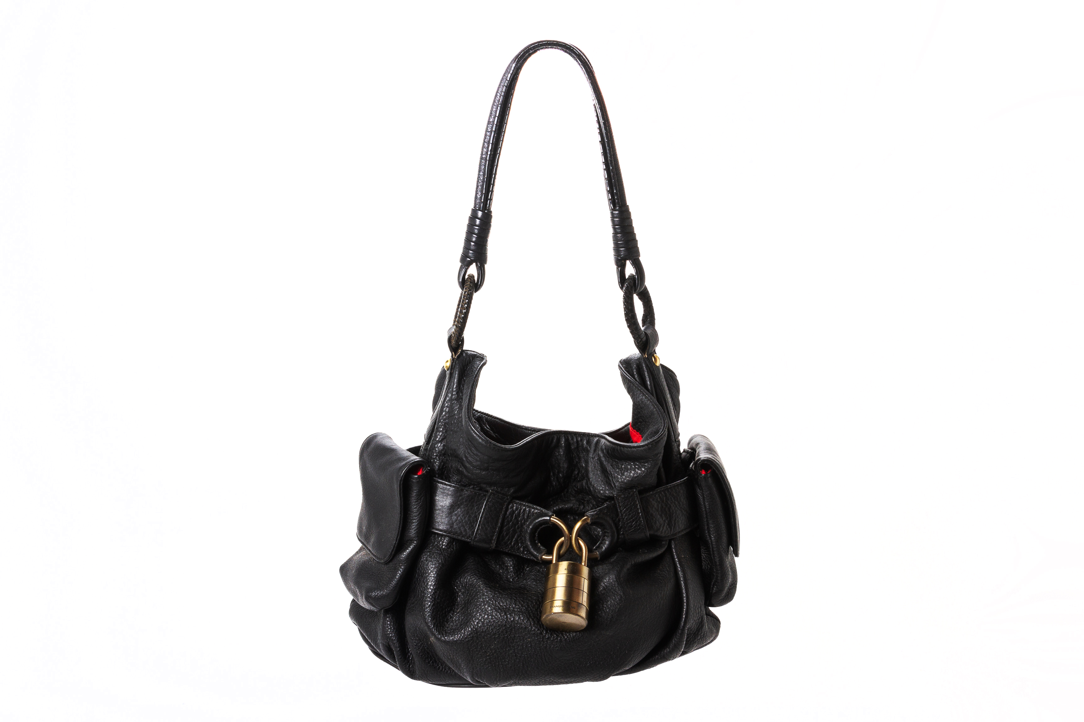 A SHANGHAI TANG BLACK LEATHER HANDBAG - Image 5 of 8