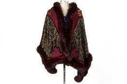 A VELVET BEADED AND EMBROIDERED CAPE