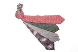 A GROUP OF FOUR HERMES SILK TIES