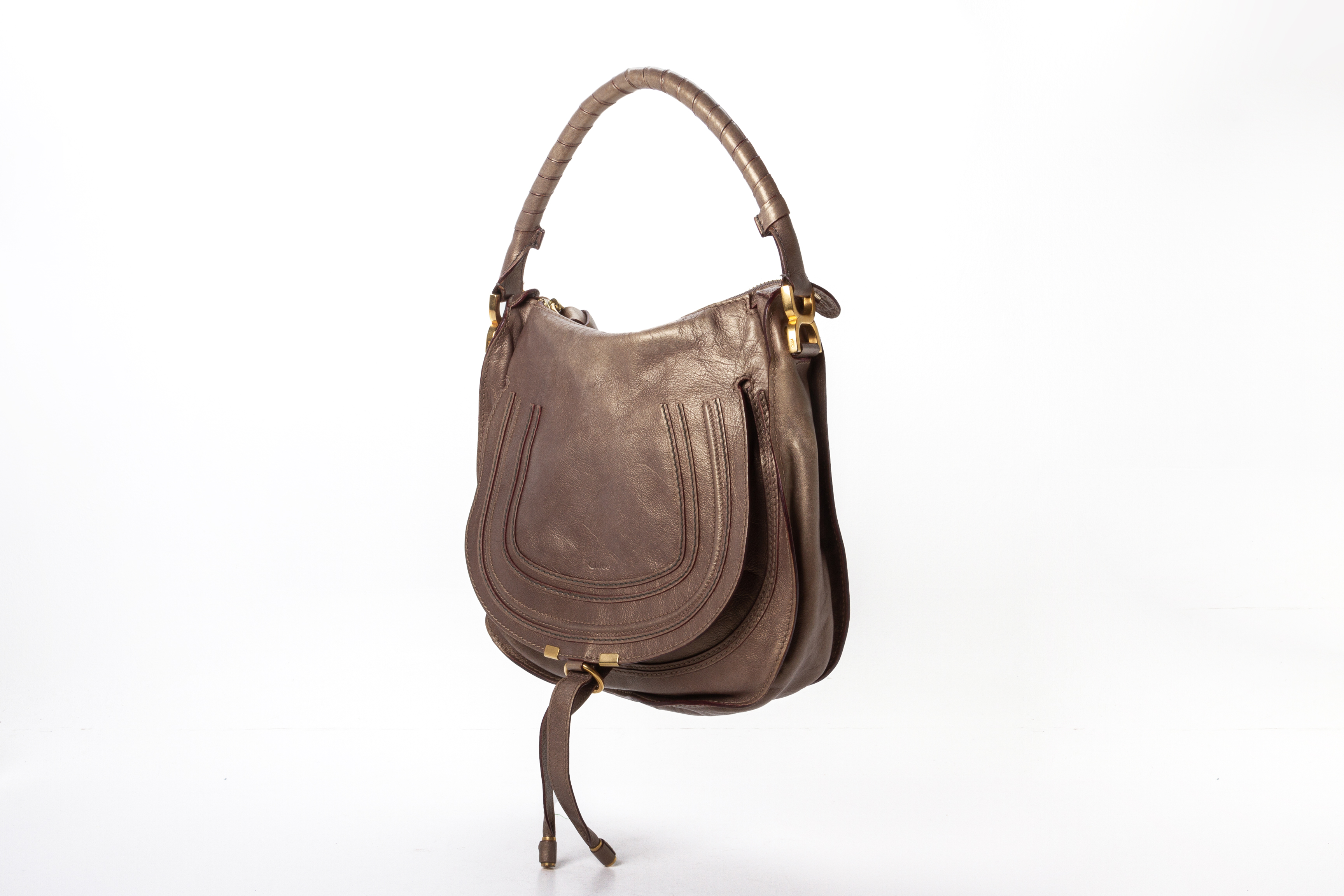 A CHLOE MARCIE METALLIC LEATHER HOBO BAG - Image 2 of 4