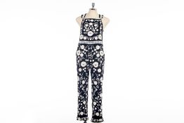 A PAIR OF NEEDLE & THREAD FLORAL EMBROIDERED DUNGAREES EU 38
