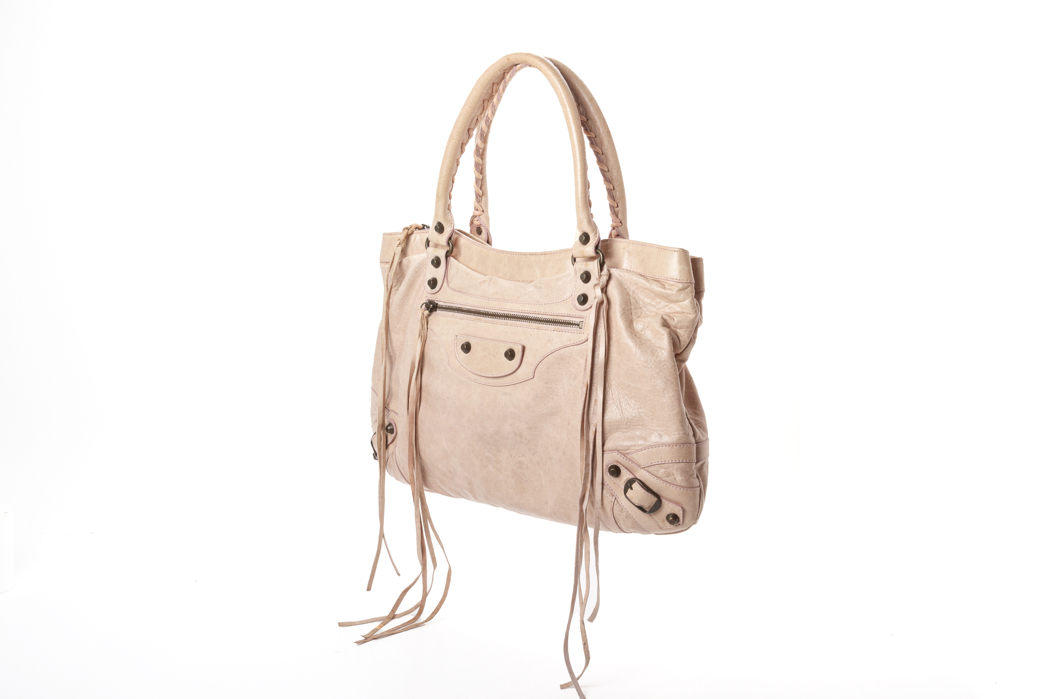 A BALENCIAGA 'CLASSIC CITY' BEIGE LEATHER HANDBAG - Image 2 of 4