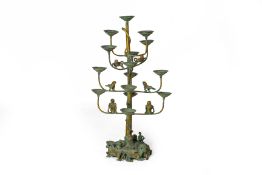 A LARGE METALWARE CANDELABRA