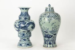 TWO LARGE BLUE AND WHITE PORCELAIN VASES