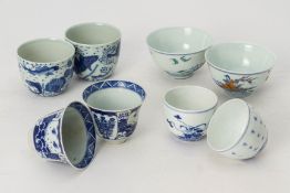 FOUR PAIRS OF PORCELAIN WINE CUPS AND TEABOWLS