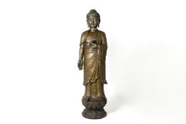 A VERY LARGE METALWARE FIGURE OF A BUDDHA