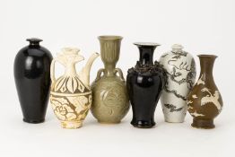 A GROUP OF SIX CHINESE CERAMIC VASES