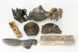 A QUANTITY OF ASSORTED CHINESE STONE CARVINGS