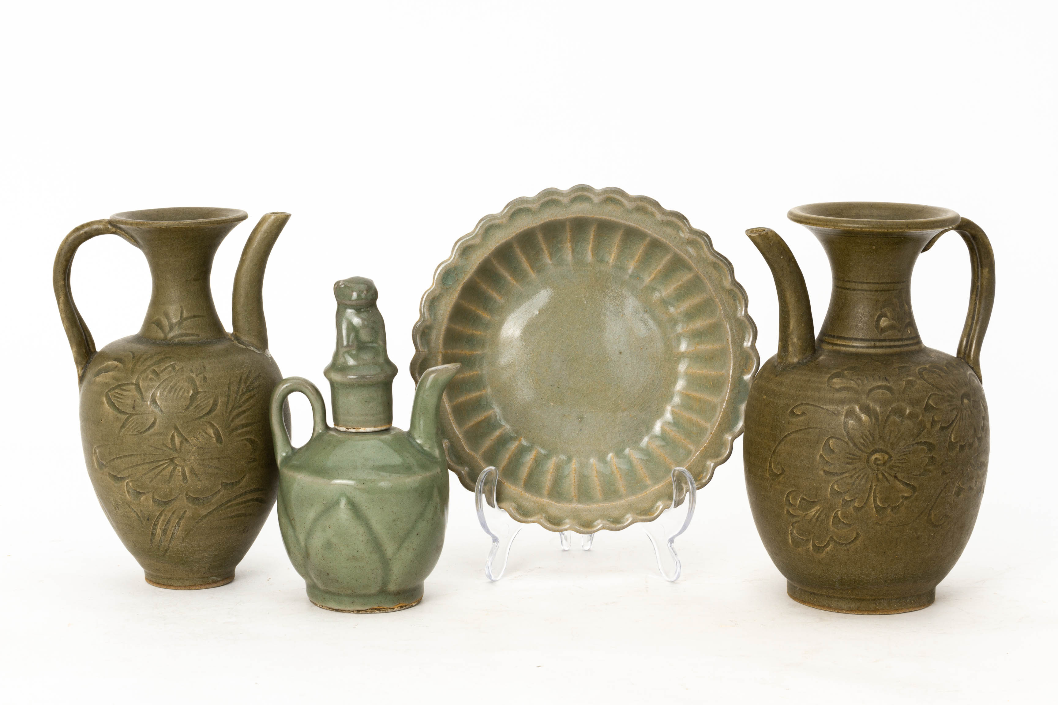 A GROUP OF SEVEN CELADON GLAZED ITEMS - Image 2 of 3