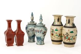 THREE PAIRS OF CHINESE PORCELAIN VASES