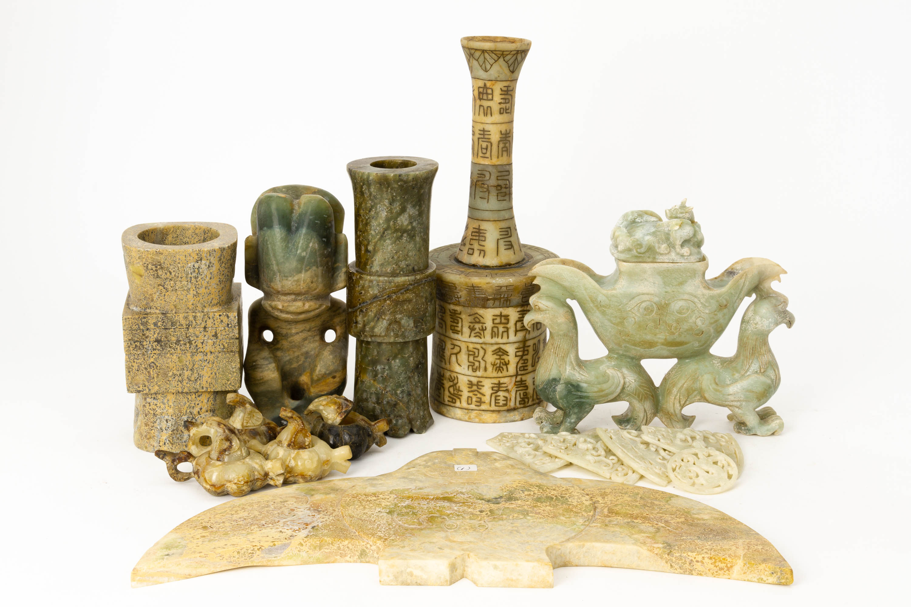 A QUANTITY OF ASSORTED CHINESE STONE CARVINGS - Image 2 of 3