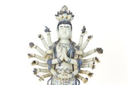 A LARGE THOUSAND ARM PORCELAIN GUANYIN