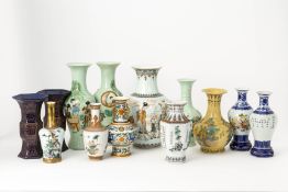 THIRTEEN ASSORTED CHINESE CERAMIC VASES