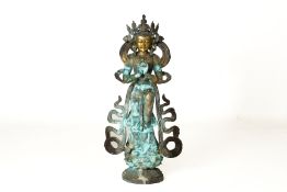 A METALWARE FIGURE OF BODHISATTVA