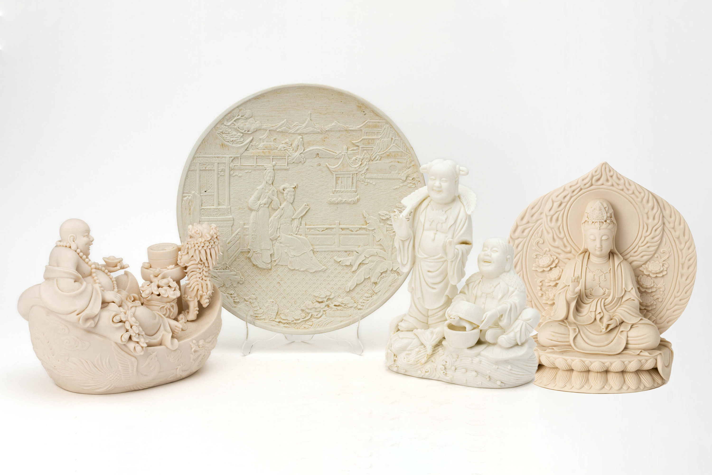 FOUR CHINESE BISCUIT PORCELAIN ITEMS
