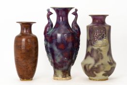 A GROUP OF THREE LARGE CHINESE CERAMIC VASES