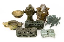 A QUANTITY OF ASSORTED CHINESE STONE CARVINGS