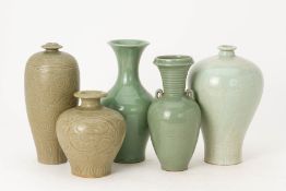 A GROUP OF CELADON CERAMICS