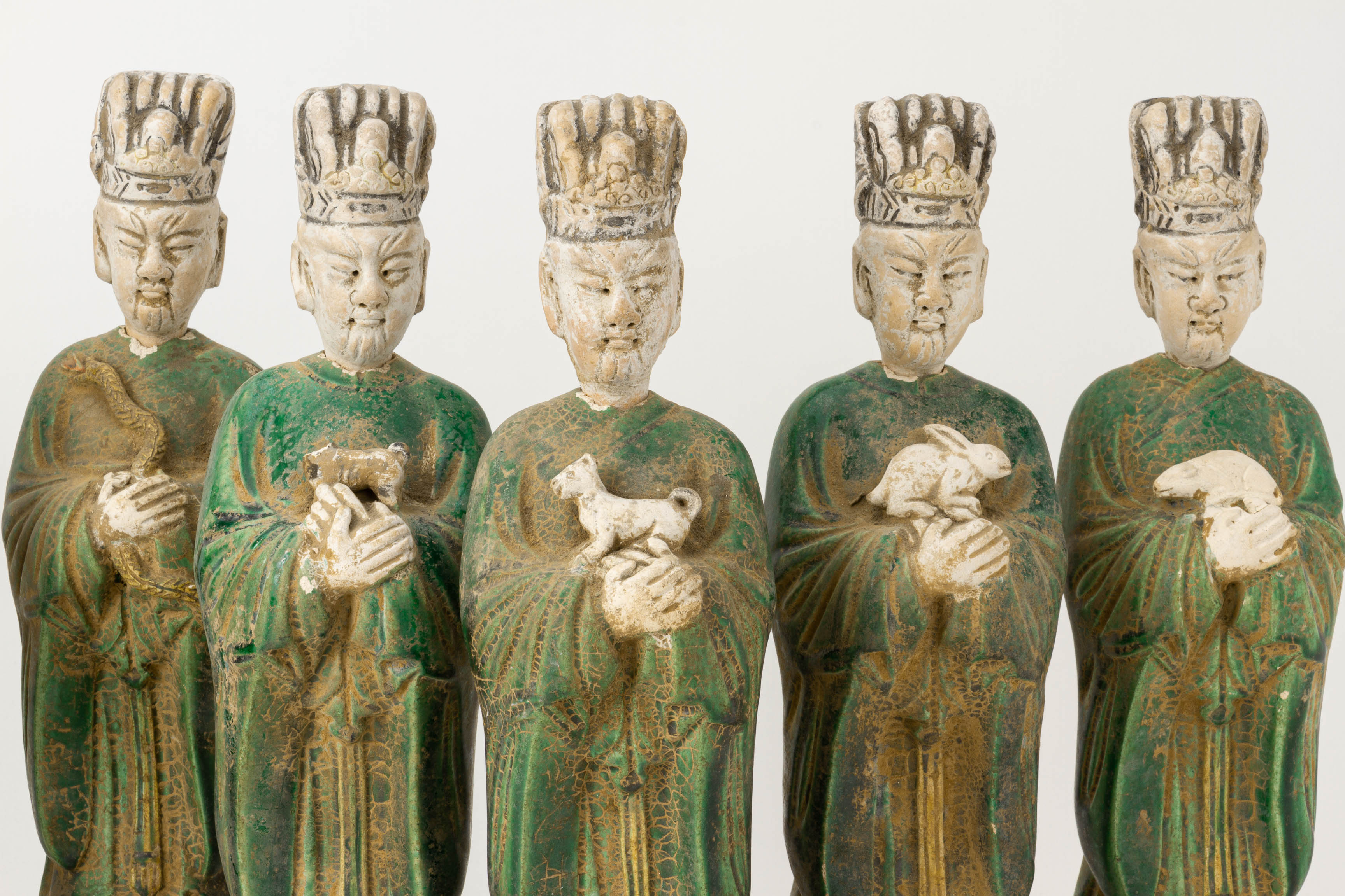 A SET OF TWELVE GREEN GLAZED POTTERY ZODIAC FIGURES - Image 2 of 27