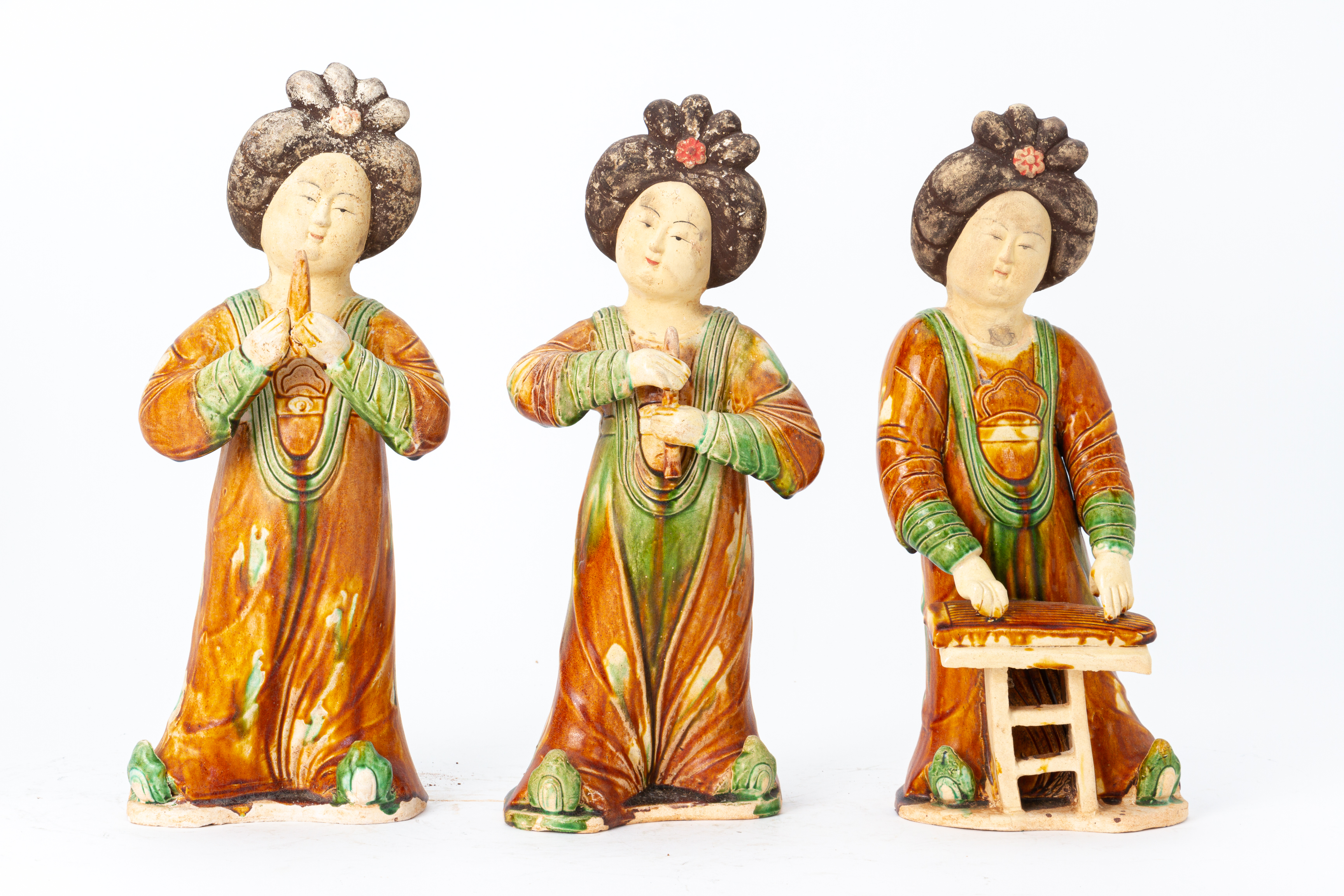 A SET OF SIX TANG STYLE SANCAI FIGURES OF MUSICIANS - Image 2 of 3