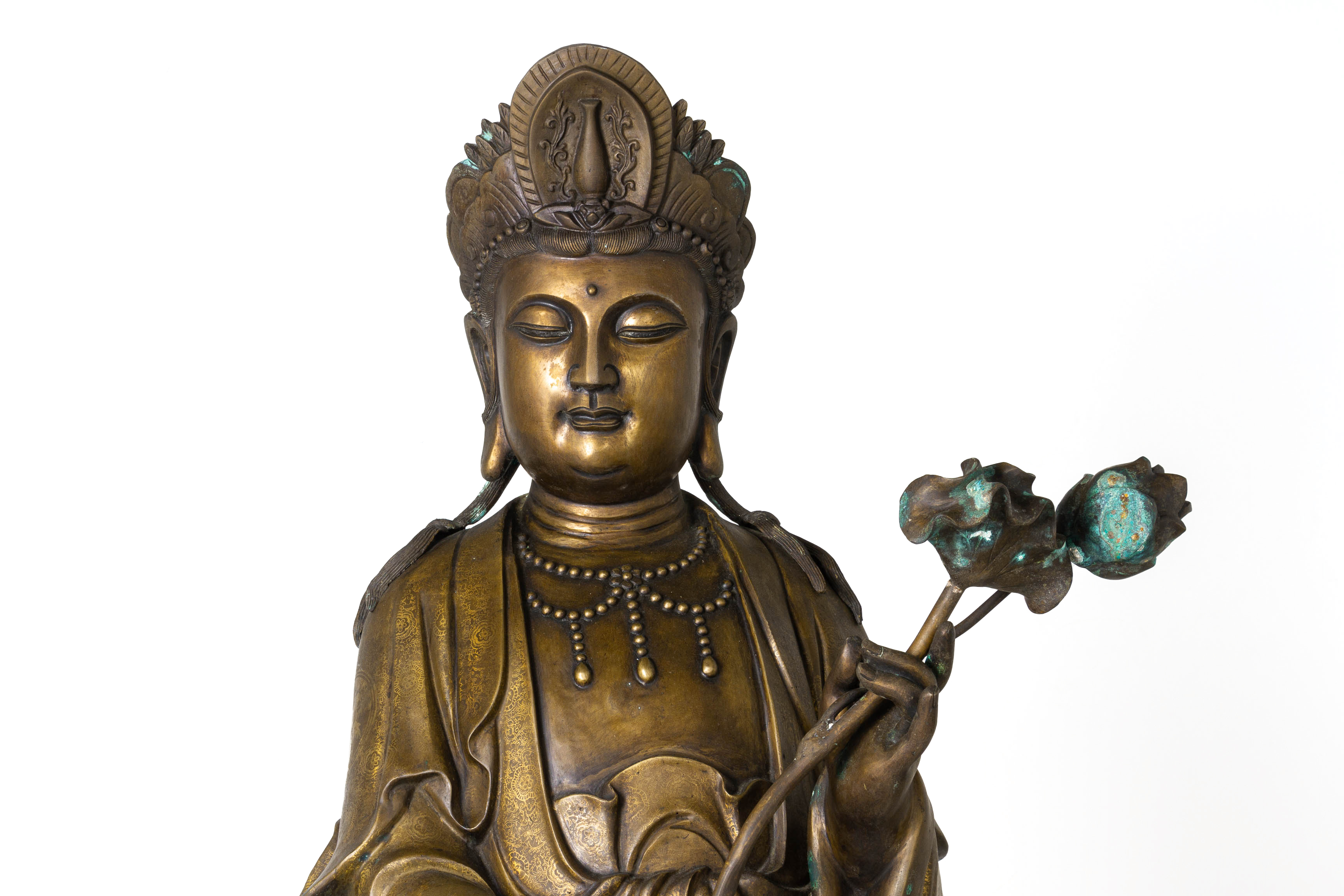 A VERY LARGE METALWARE FIGURE OF GUANYIN - Image 2 of 2