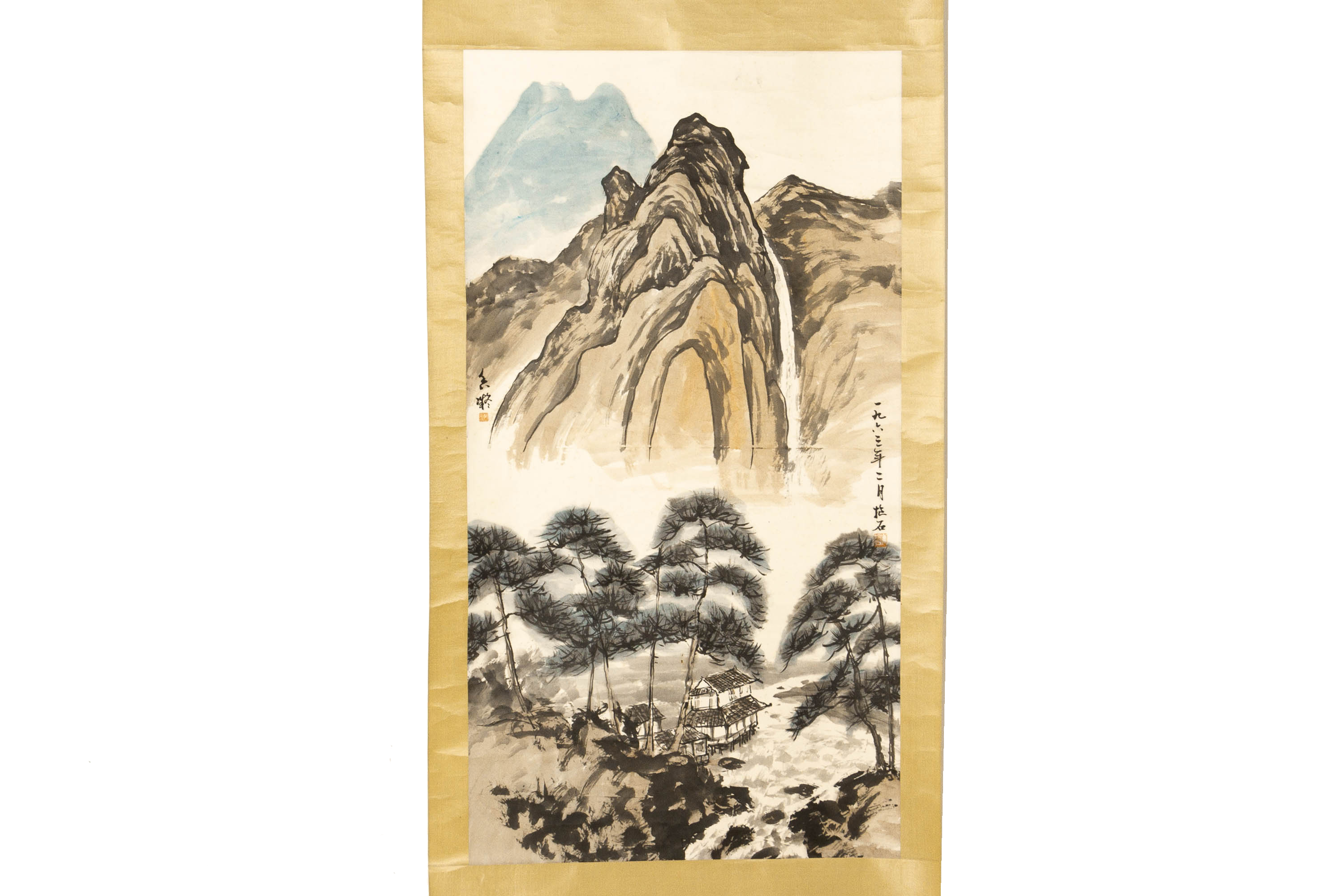 A CHINESE LANDSCAPE SCROLL IN THE STYLE OF HE XIANGNING