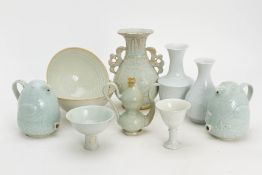 A GROUP OF TEN WHITE AND QINGBAI GLAZED CERAMICS