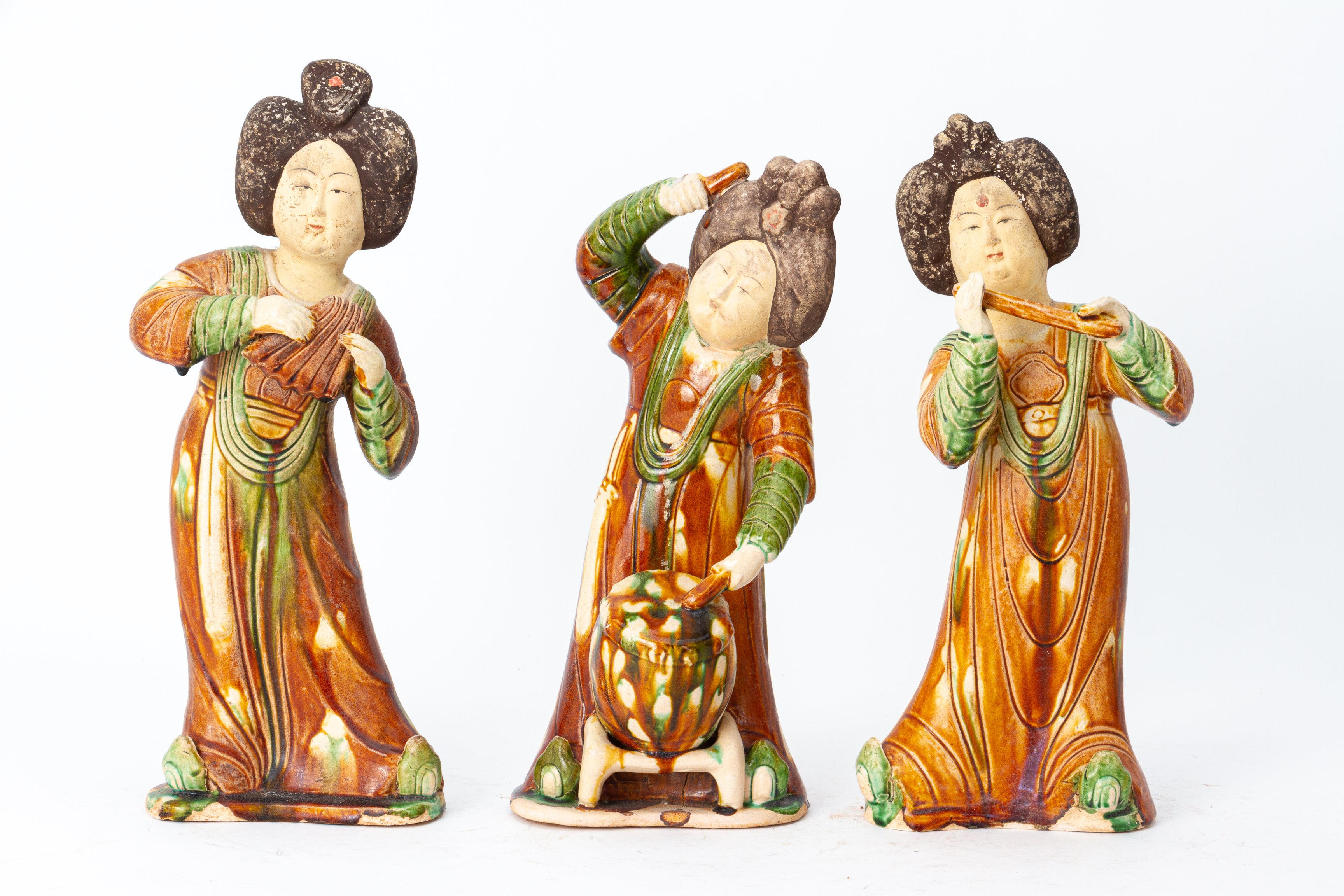 A SET OF SIX TANG STYLE SANCAI FIGURES OF MUSICIANS - Image 3 of 3