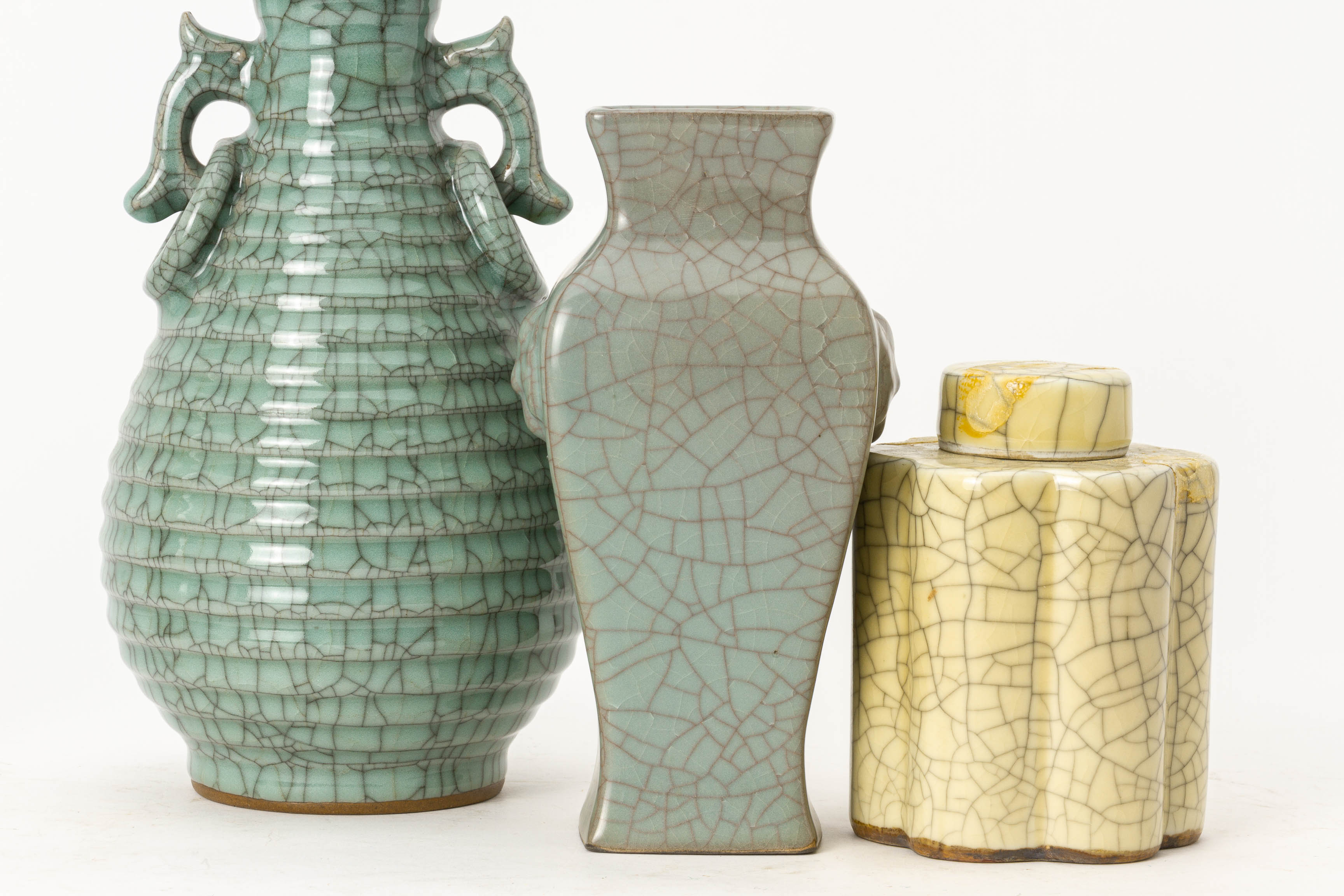 A GROUP OF SEVEN CHINESE CRACKLE GLAZED CERAMICS - Image 2 of 3