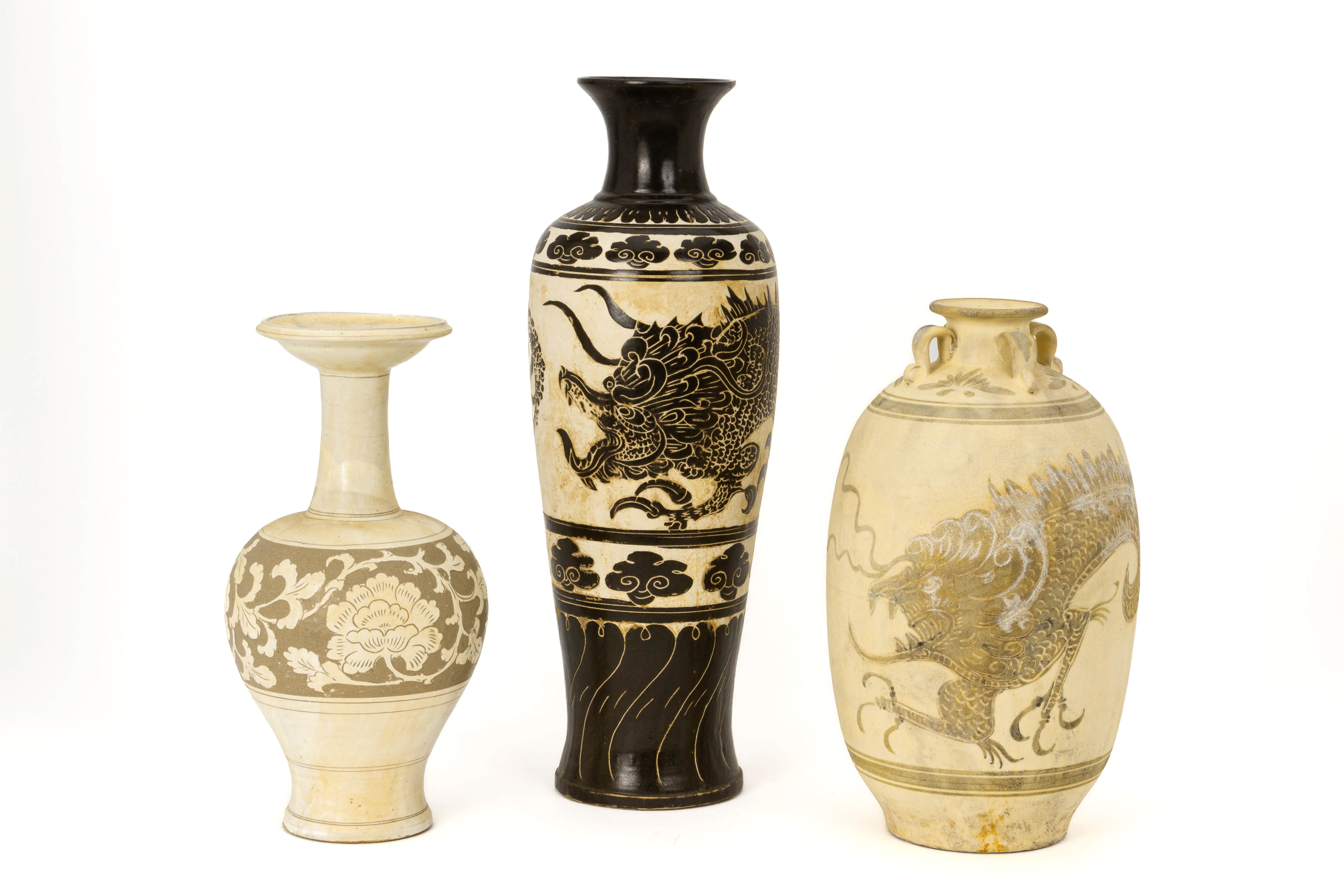 THREE LARGE CIZHOU STYLE VASES