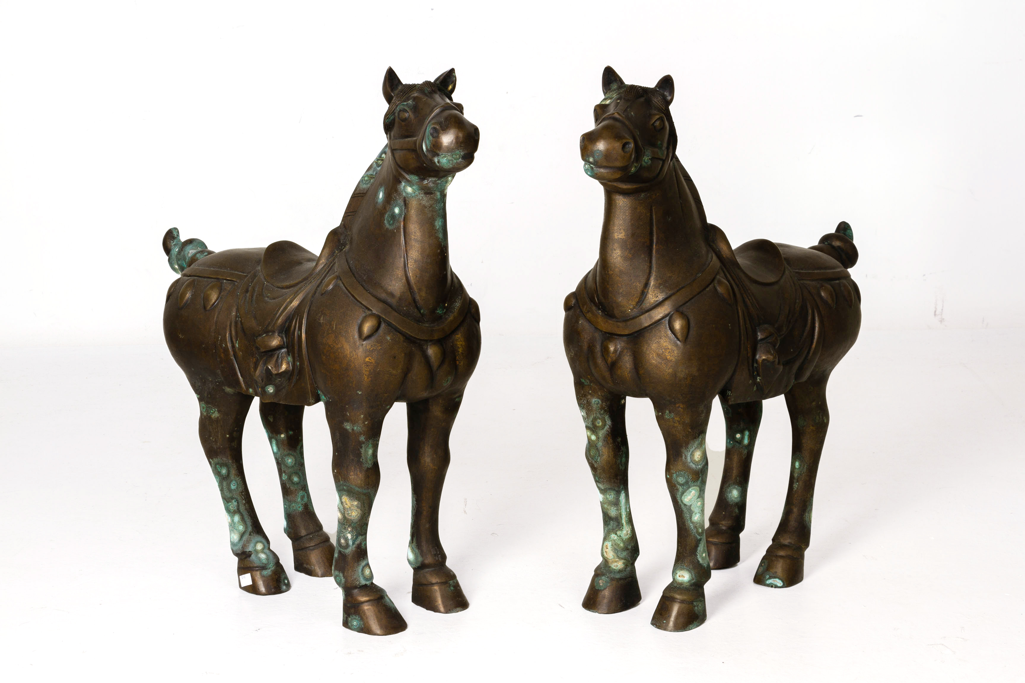 A PAIR OF VERY LARGE METALWARE MODELS OF HORSES - Image 2 of 2