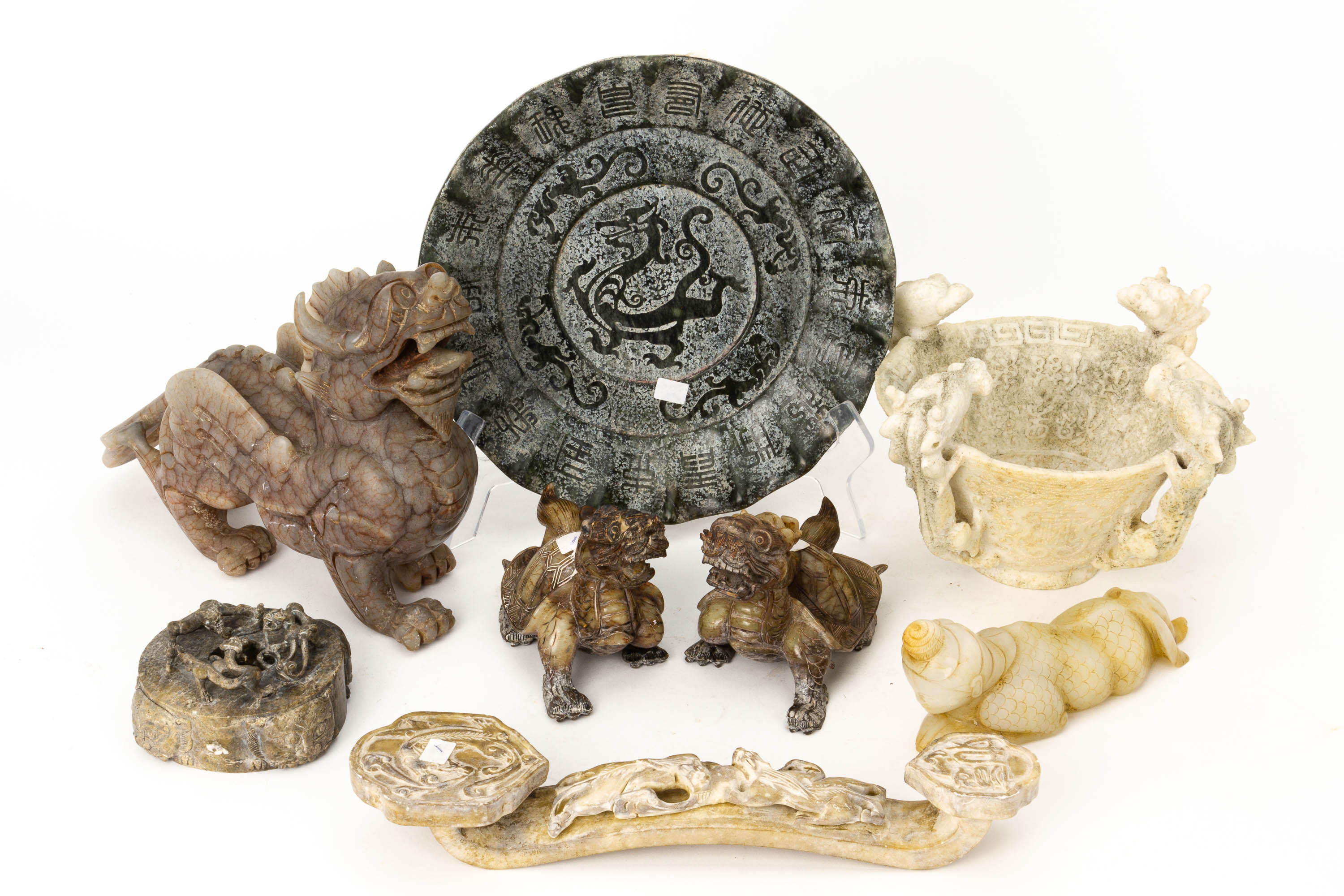 A QUANTITY OF ASSORTED CHINESE STONE CARVINGS