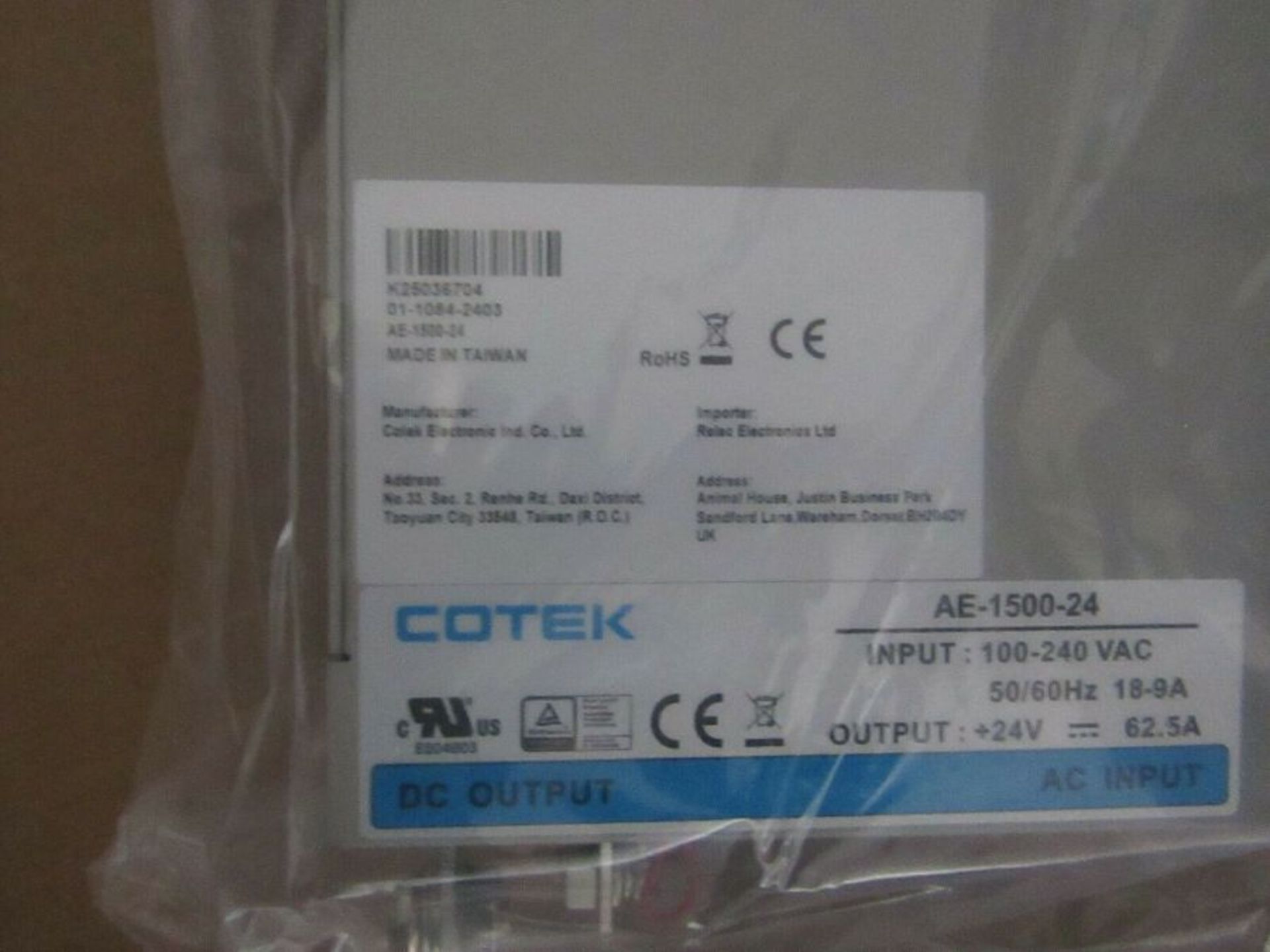 10 x COTEK, 1.5kW Embedded Switch Mode Power Supply SMPS, 24V dc, Enclosed - AE-1500-24 - £5k at RS - Image 2 of 3
