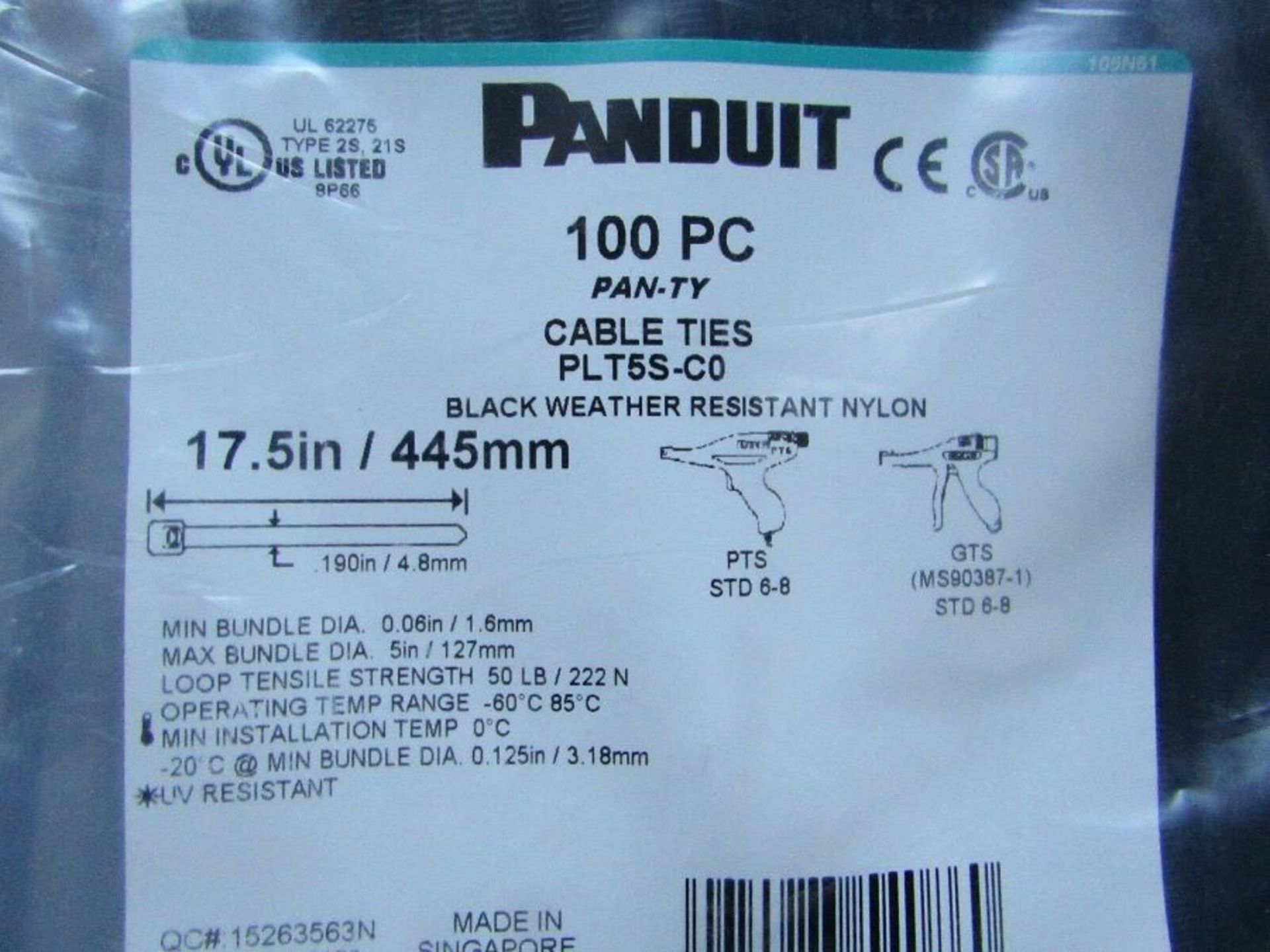 1,000 x Panduit Black Nylon Locking Cable Tie - 445mm x 4.8 mm, PLT - H9R6 8457041 - Image 2 of 2